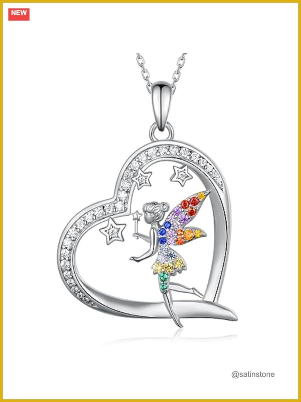 925 Sterling Silver Fairy Necklace Cubic Zirconia Pendant Gift for Women